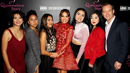 Attendees posing at the premiere of the documentary "Quinceañera".
