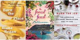 Book covers from three books about food.