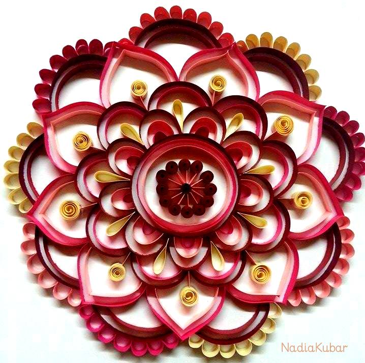 Red and yellow floral mandala.