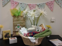 photo of baby shower wrapped gifts