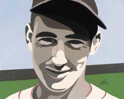 Up-close painting of a baseball player