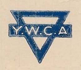 Blue triangle with YWCA.