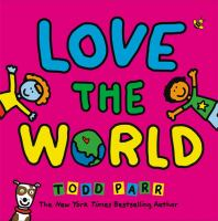 Book cover for Love the World showing cartoon figures on a bright pink background.