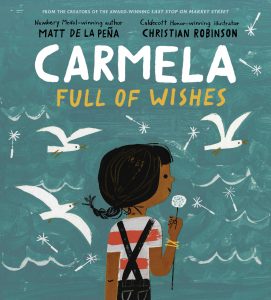 Illustrated book cover for Carmela Full of Wishes.