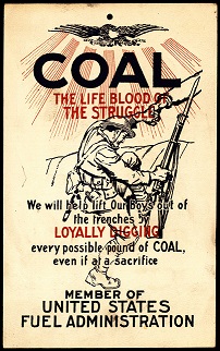 Vintage poster advertising that Coal is the life blood of the struggle.