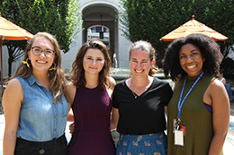 2019 library interns, photo shot in the library courtyard.
