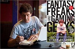 Ethan Gilsdorf signs his book Fantasy Freaks and Gaming Geeks.