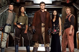 Image of three men and two women on a spaceship from the TV show Firefly.