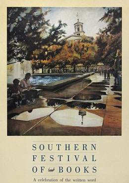 Southern Festival of Books poster showing War Memorial Plaza.