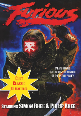 Movie cover for Furious showing a man in armor holding swords.