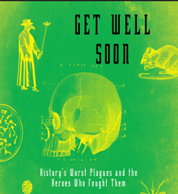 Book cover for Get Well Soon showing yellow drawings on a lime green backgroubnd.