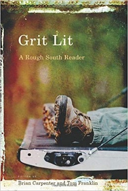 Book cover for "Grit Lit: A Rough South Reader," showing a person lying down outdoors in a blurred green setting.