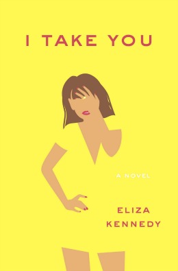 Book cover for I Take You showing a drawing of a woman with short brown hair wearing a yellow dress that blends into the background.