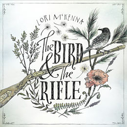 Logo shows Bird and Rifle has drawing of a mockingbird, rifle, flowers. Author Lori McKenna.