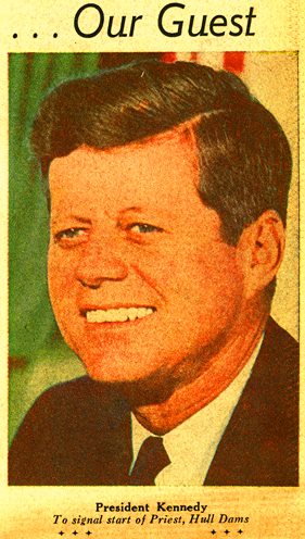 News clipping showing a photo of John F. Kennedy.
