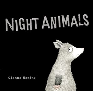 Book cover for the illustrated story Night Animals showing a nervous looking bear.