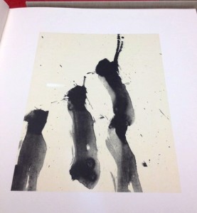 Lithograph by Robert Motherwell showing three shapes.