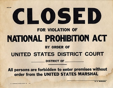 Closed for violation of National Prohibition Act by order United States District Court