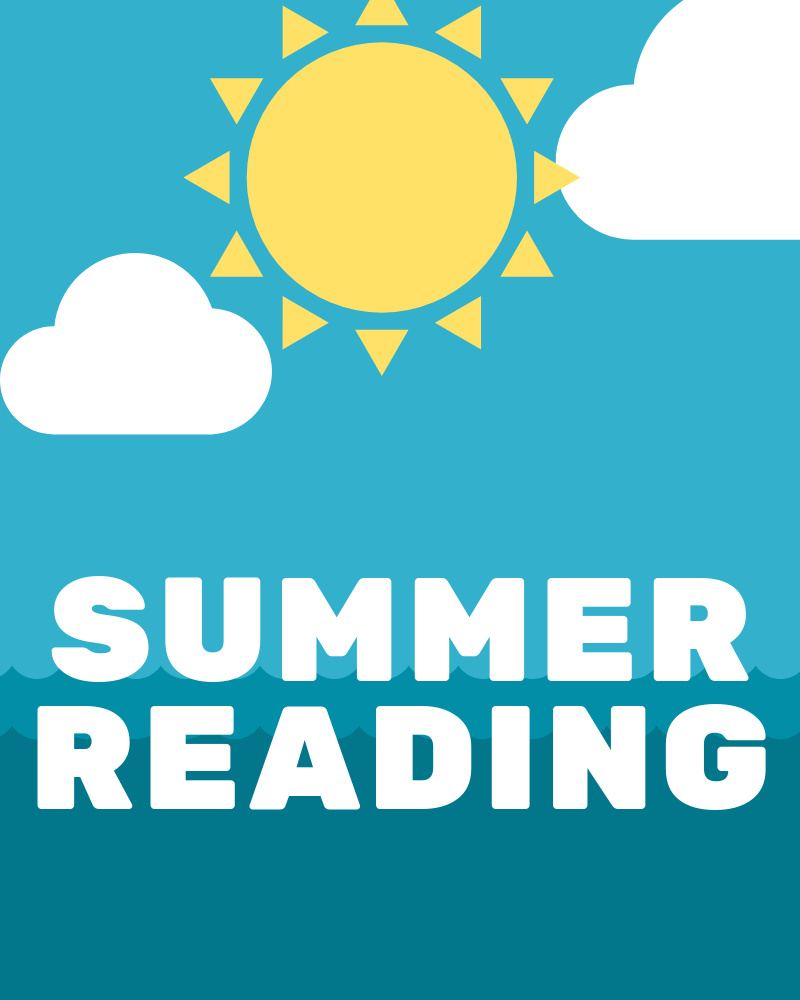 Summer Reading icon with a blue sky, yellow sun, and white clouds.