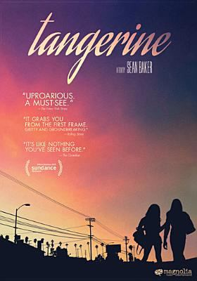 Movie poster for Tangerine showing two people in silhouette walking at sunset.