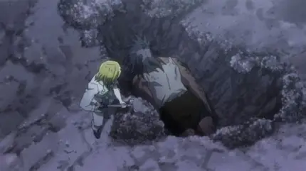 Illustration. Child shoveling dirt into hole. Hole has body laying down.