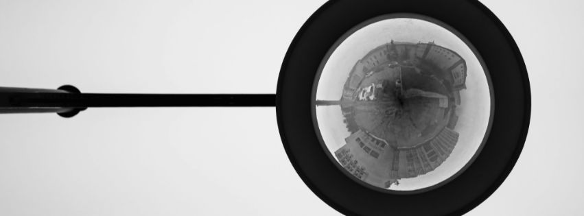 magnified circle of a city block