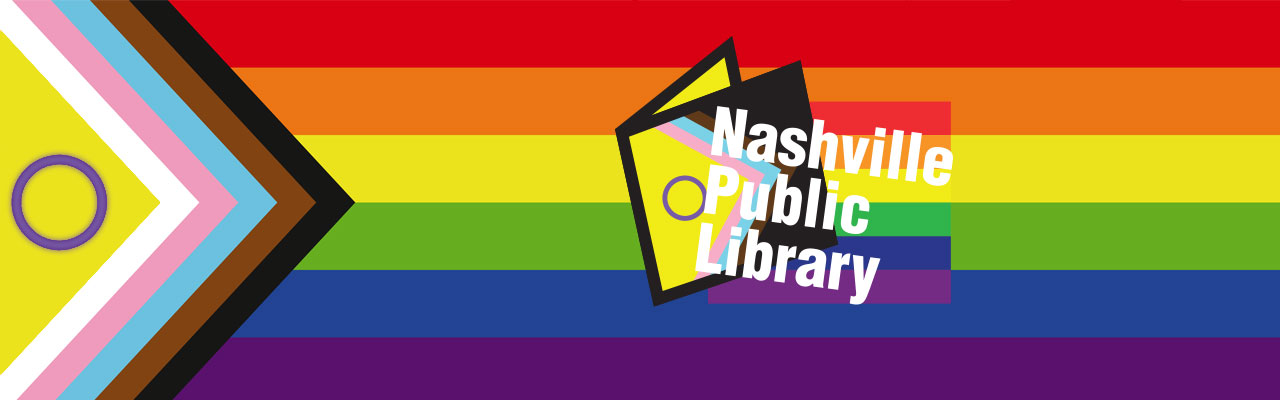 nashville public library logo on top of a pride flag