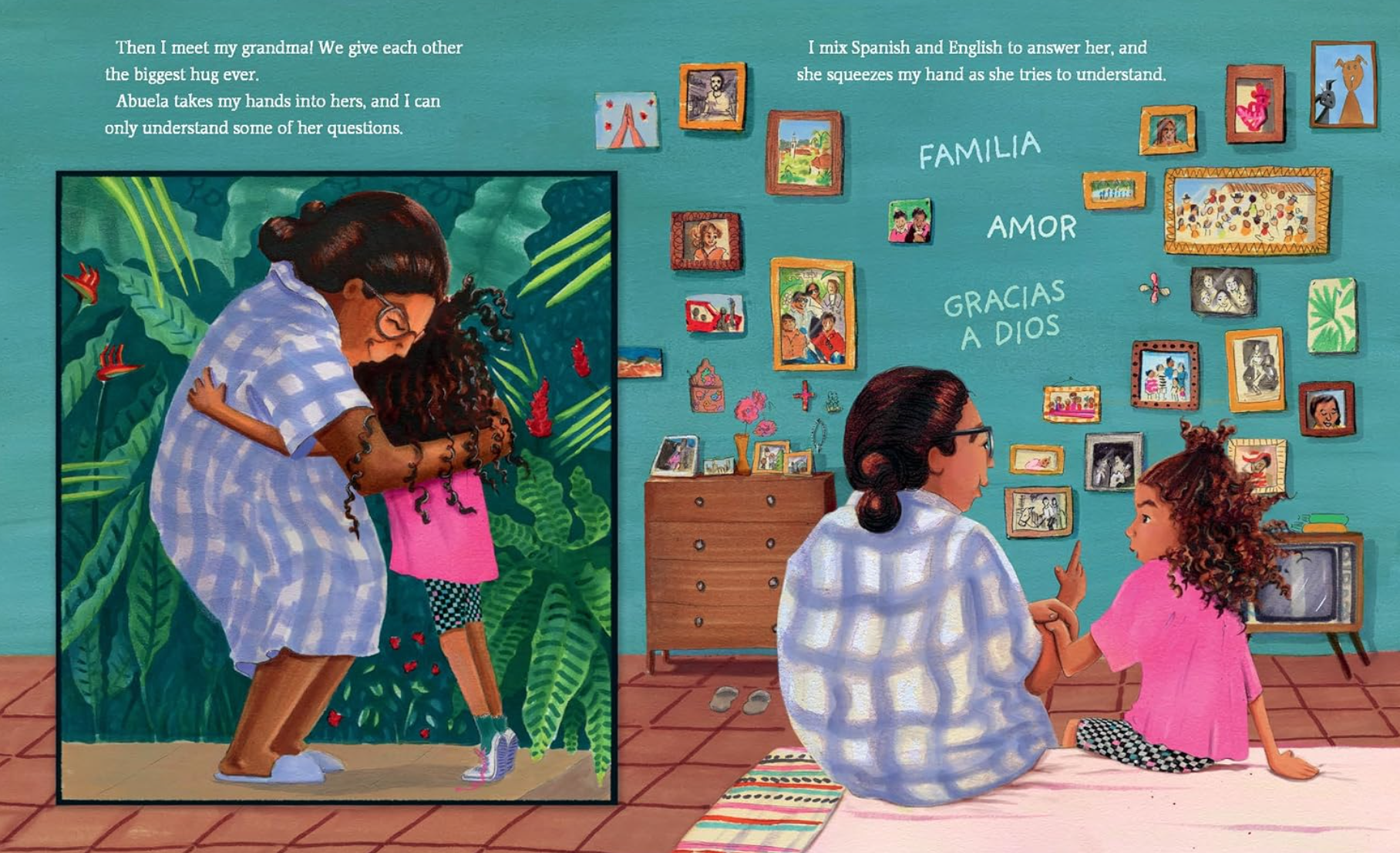 Illustration from a children's book of a girl with an older woman.
