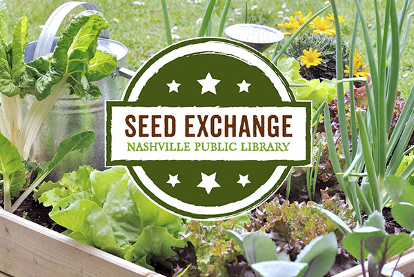 seed exchange logo on top of a photo of a garden
