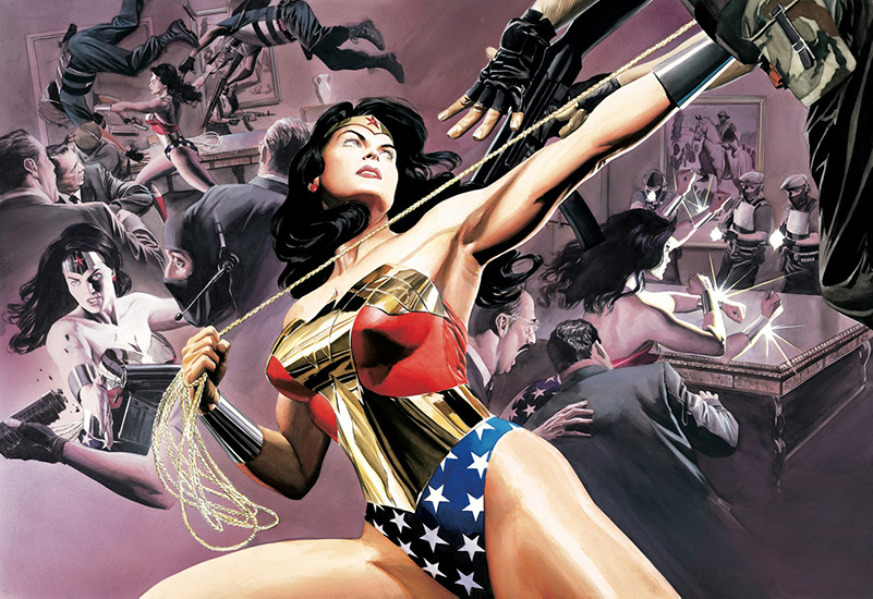 Comic book illustration of Wonder Woman