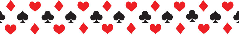 Veritical decorative border made up of card suits: diamonds, jacks, spades, clubs.