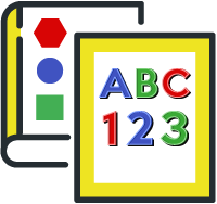 Two book covers. One with ABC and 123 and one with colors.