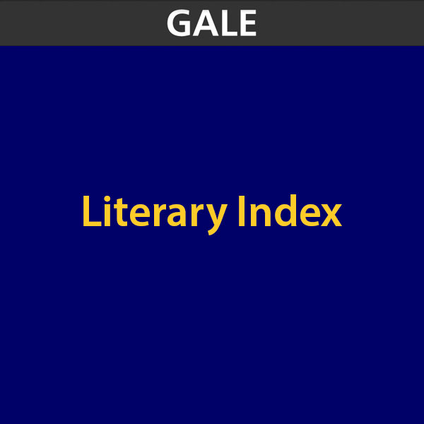 Blue square with yellow words that read Literary Index.
