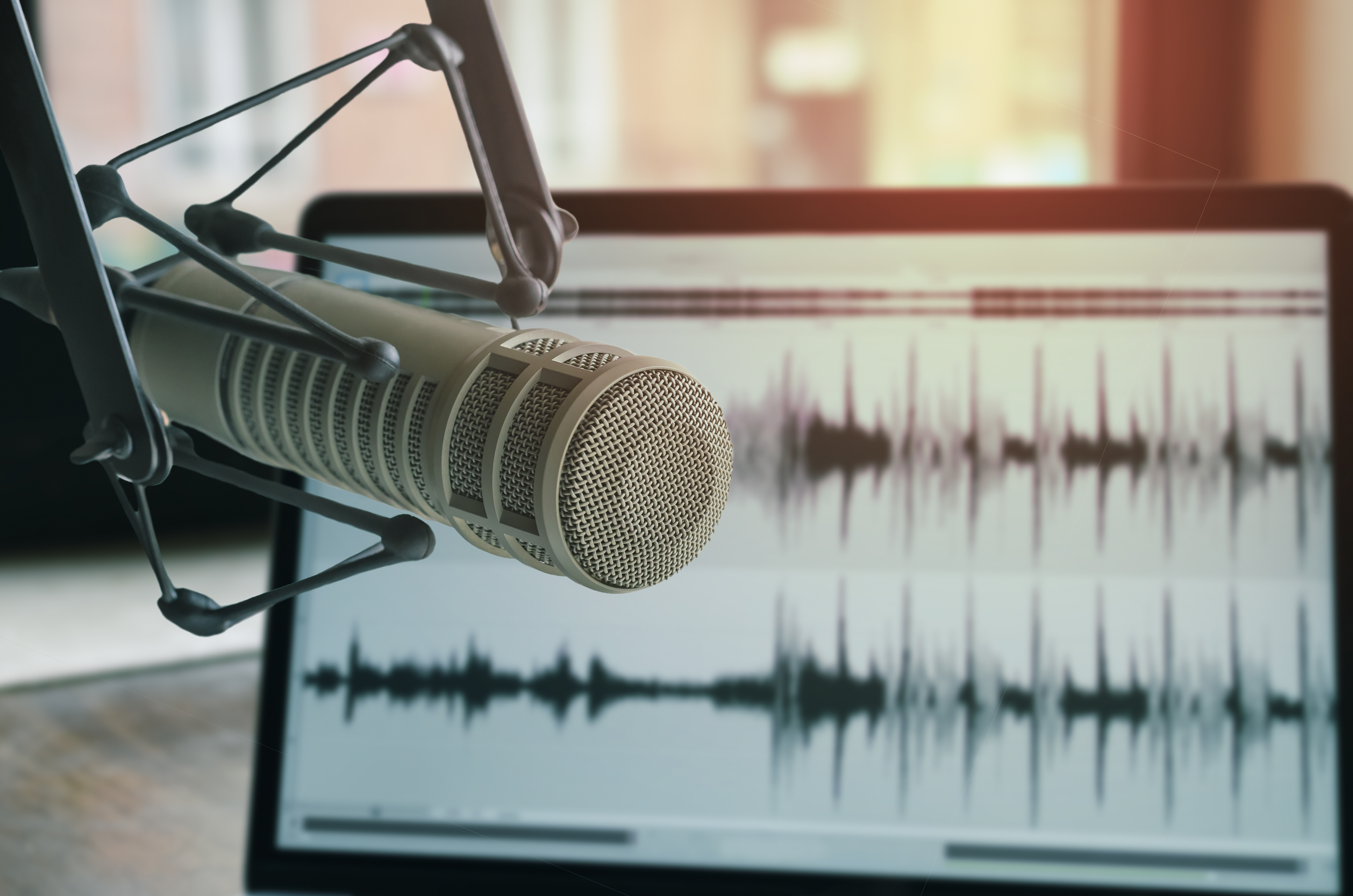 Stock Photgraph. Microphone and audio equipment.