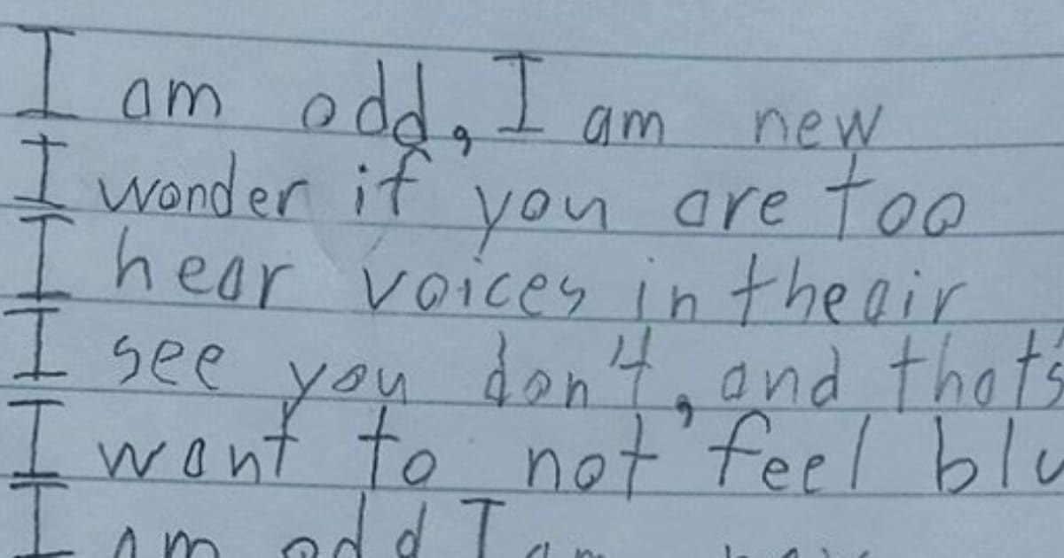 Notepad with child's writing.