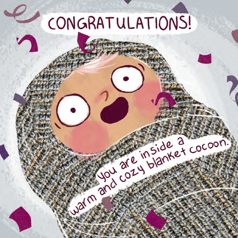 Illustration of a baby wrapped in a blanket