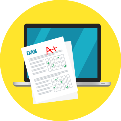 Computer and test with A+ grade.