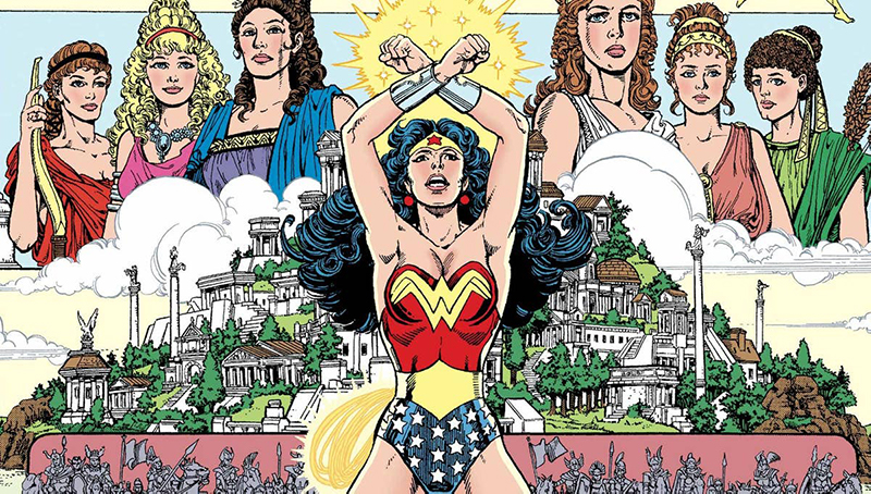 Comic book illustration of Wonder Woman