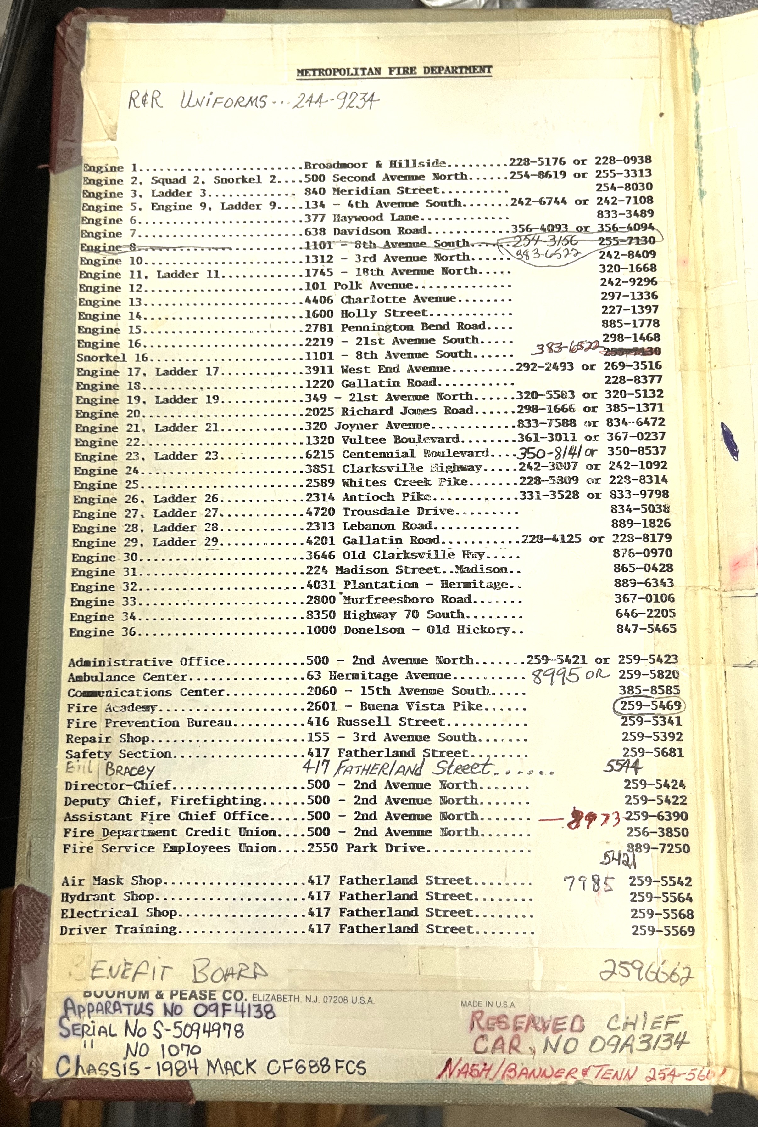 Fire Department Info