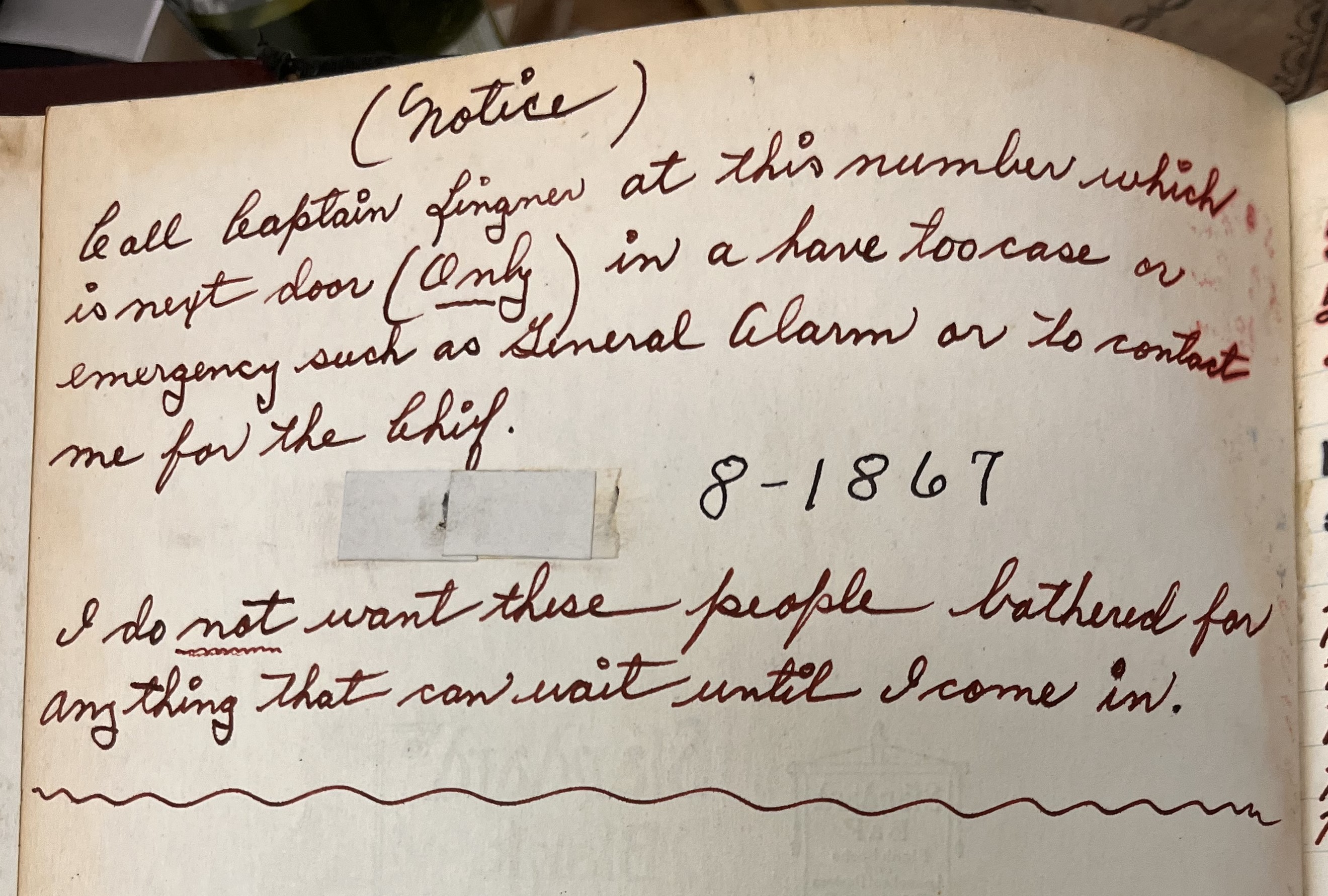 An excerpt from one of the log books