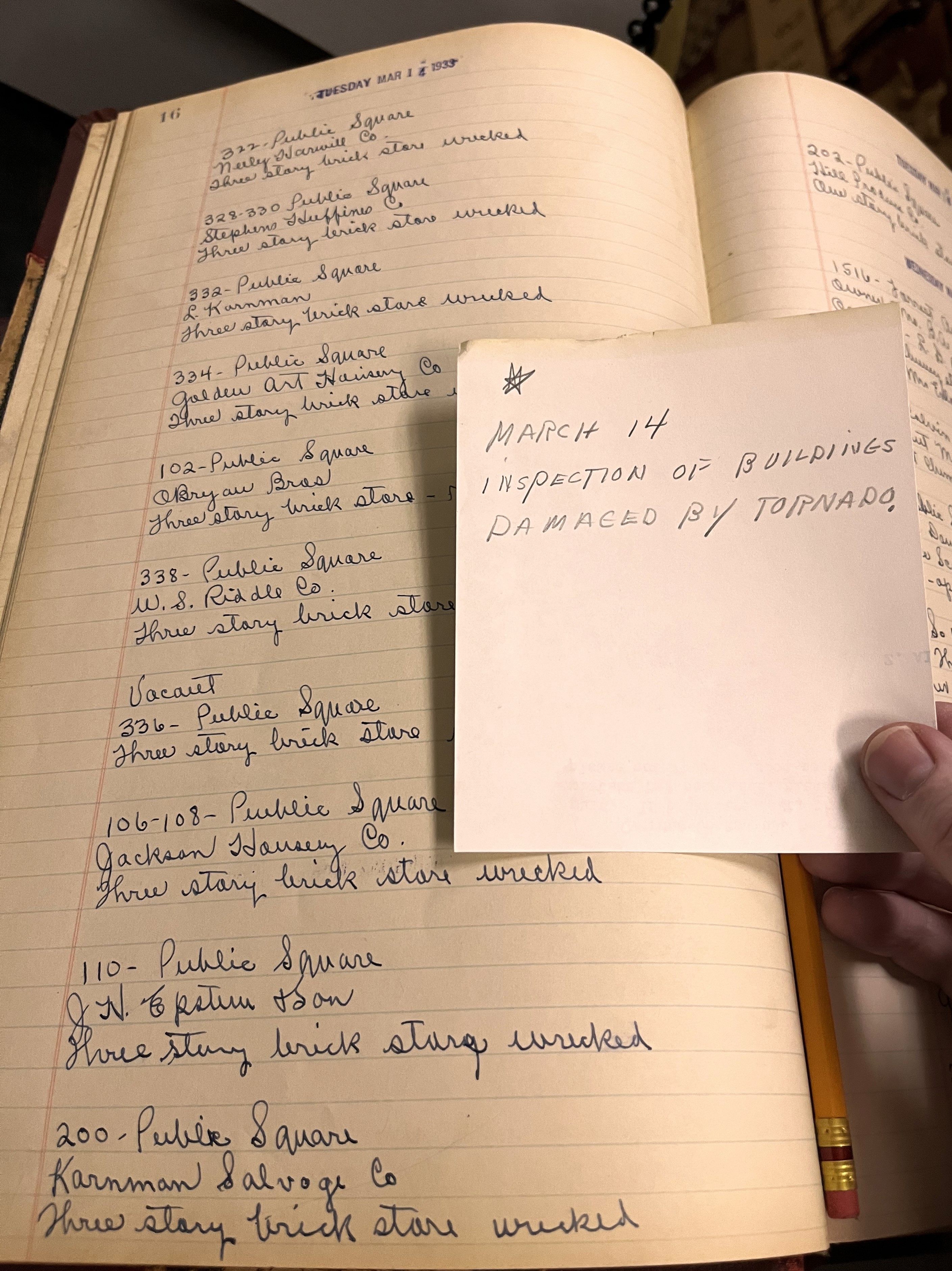 Log entry from Fire Department Log