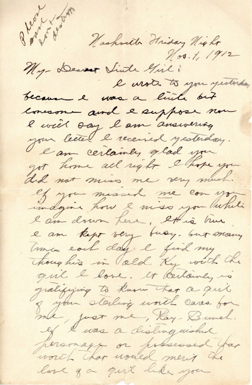 Love letter from Ray to Eliza Russell