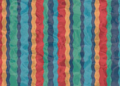vertical stripes in red, yellow, blue, and teal