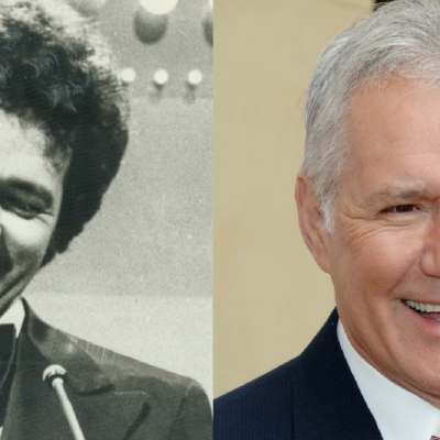 Two images of Alex Trebec