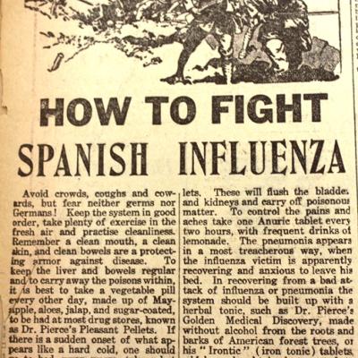 Clipping about how to fight the Spanish Influenza