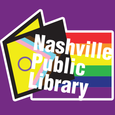 Nashville Public Library logo in Pride colors.