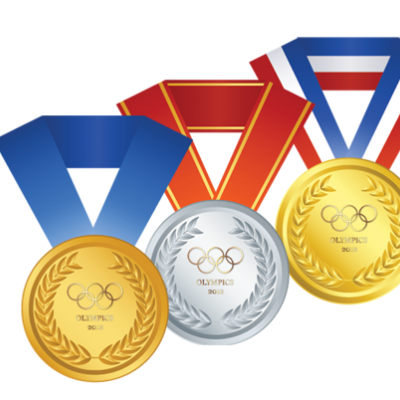 Gold, silver, and bronze Olympic medals