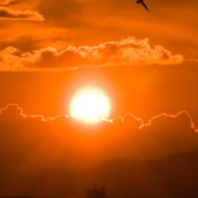 Sunset with clouds.