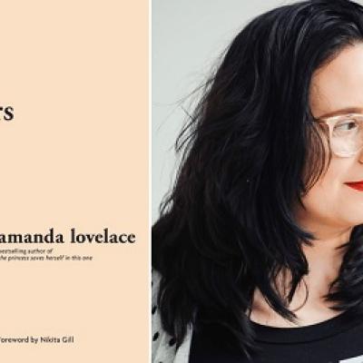 Headshot of Amanda Lovelace and her Break Your Glass Slippers book cover