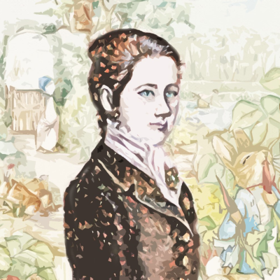 Drawing of Beatrix Potter.